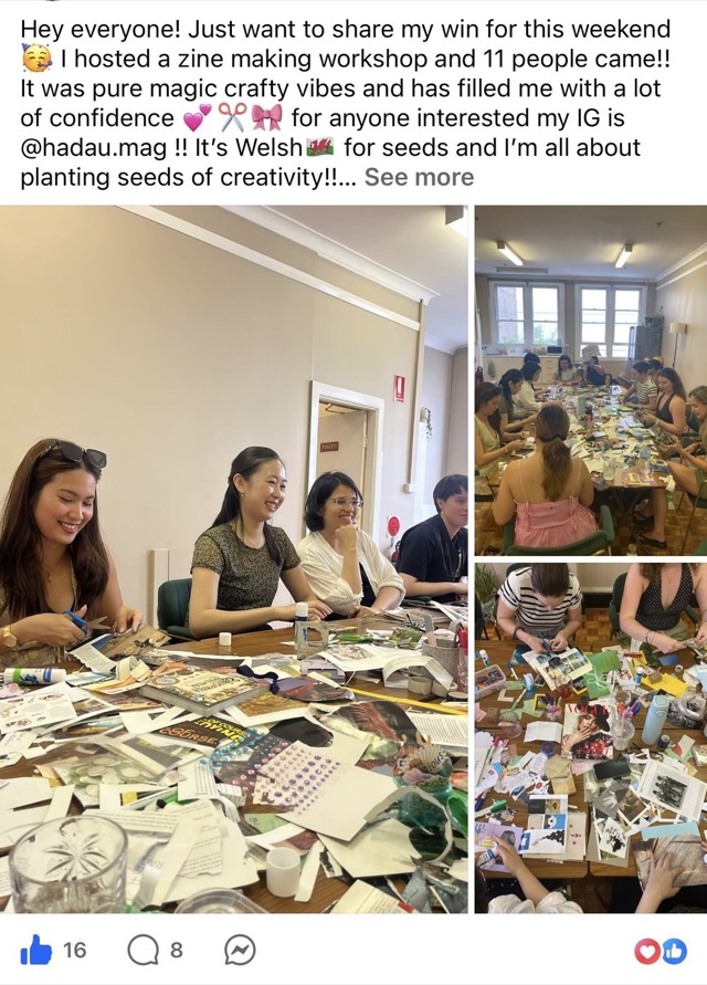 @hadau.mag post: hosted a zine making workshop and 11 people came